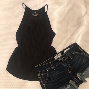 American Eagle Black Fringe Tank